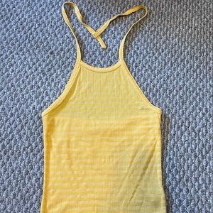 NWOT American eagle yellow halter tank top; size small.